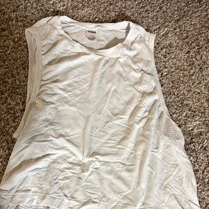 PINK Victoria's Secret White Sleeveless Mesh Tee
